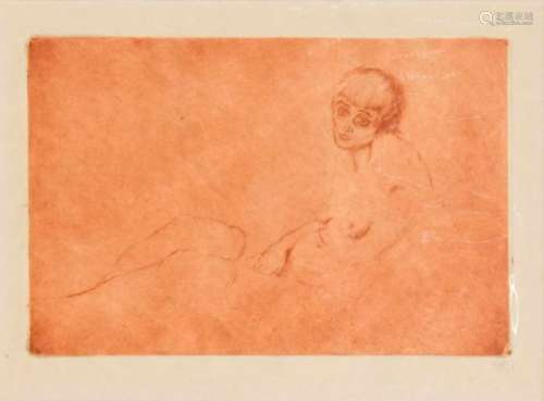 Reinhold Rudolf Junghanns (1884-1967), Emmy Hennings, red-colored etching, u. re. handmonogr., 22
