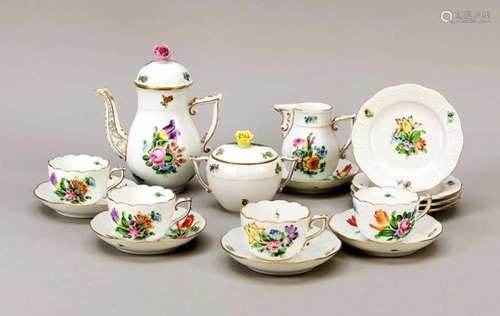 Mocha service for 4 people, 16 pieces, Herend, after 1967, form Ozier, polychrome paintingwith a