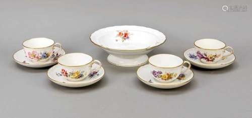 Restservice, 9 pieces, KPM Berlin, shape Neuglatt, late 19th century, 1st quality, red orbmark, fine