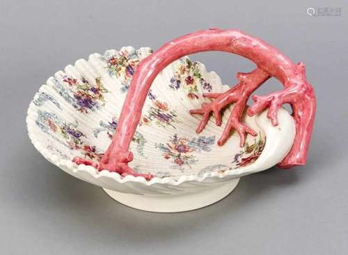 Henkelschale, Saargmünd, Alsace, around 1900, ceramics, polychrome painting, bowl in theform of a