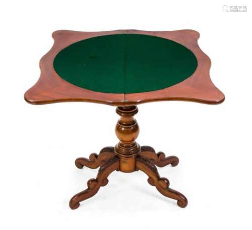 Konsol-/Spieltisch um 1850, Mahagoni massiv/furniert, geschweifte Zarge mitkorrespondierender