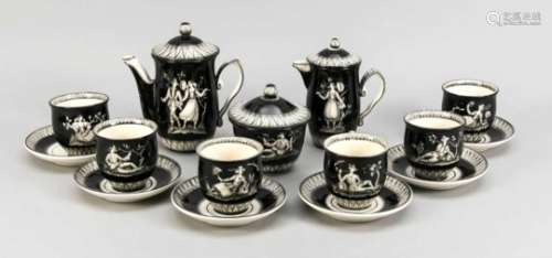 Art deco coffee service for 6 people, 15 pcs., Gmunder ceramics, Austria, 1930s, u. sign,Karl