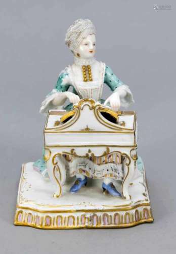 Lady at the Spinet, Meissen, mark 1850-1924, 1st quality, designed by Johann CarlSchönheit in