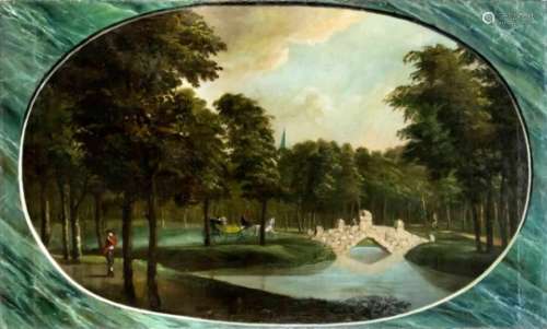 Anonymous painter of the 19th century, carriage in the park of the castle Westhove in