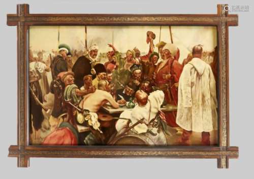 Anonymous copyist around 1940 after Ilya Repin, ''The Zaporozhian Cossacks write a letterto the