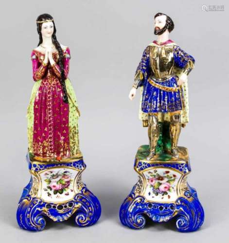Noble couple, in the manner of Jacob Petit, France, 19th century, noblewoman and nobleman,on