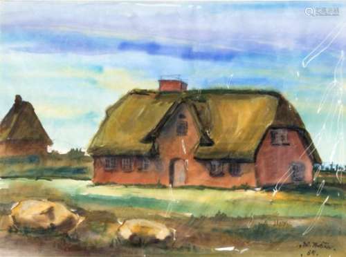 W. Reske, painter on Sylt mid-20th century, estate of W. Kahnle in Kampen on Sylt,watercolor, u. re.