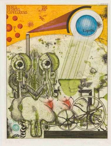 Uwe Bremer (* 1940), ''Venus vehens capellensis'', color etching with aquatint, 1972,handsigned,