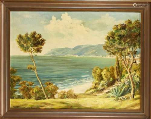Unidentified landscape painter 1st half of the 20th century, southern part of the coast,oil on Lwd.,