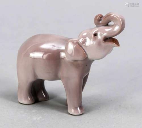 Elefant, Bing & Grondahl, 1986, small elephant with raised trunk, lim. Edition, model no.2140, L. 10
