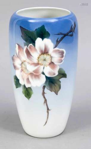 Vase, Royal Copenhagen, mark 1969-1974, 1st quality, polychrome painted with Christmasrose and