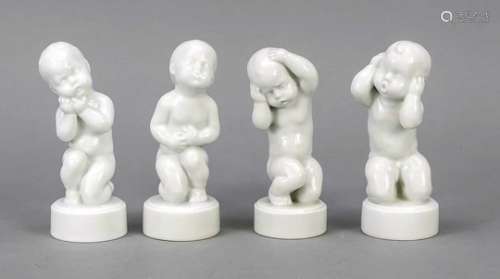 Four allegorical children's figures, Bing & Grondahl, 20th century, designed by SvenLindhart,