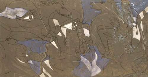 Hans Erni (1909-2015), figurative composition with horses, 1965, color lithograph, u.