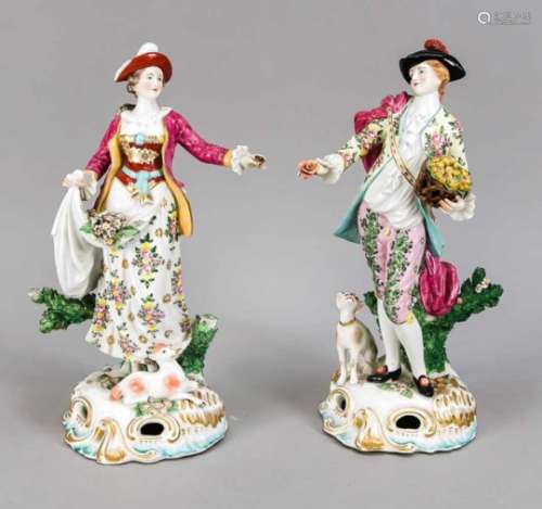 Gallant couple, pres. Chelsea, England, 20th century, elegant Rococo lady and cavalier onrocailles