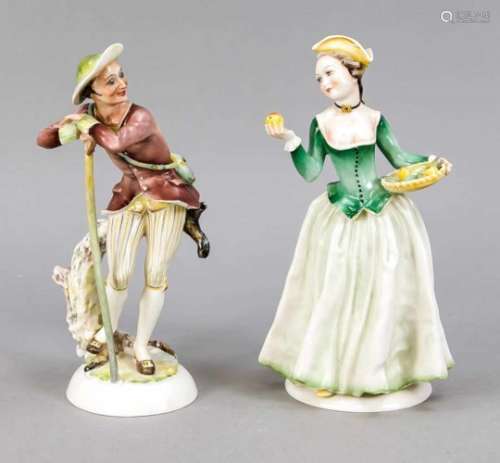 A couple of gardeners, Hutschenreuther, art department in Selb, 20th century, elegantRococo lady