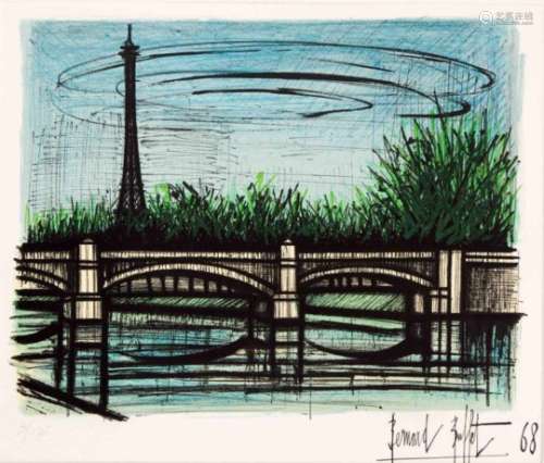 Bernard Buffet, Bernard (1928-1999), ''Le pont de Grenelle'', color lithograph, 1968, a. re.signed