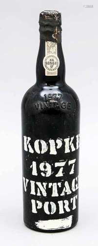 Flasche Portwein, Kopke 1977 Vintage Port. Portugal, 75 cL. Versiegelung besch.