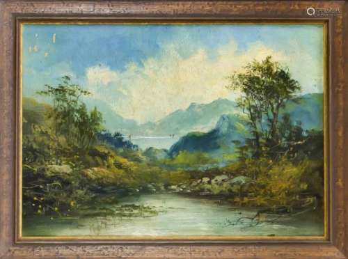 Josef Wenglein (1845-1919), circle, alpine landscape study, oil on board, unsigned, aboveleft