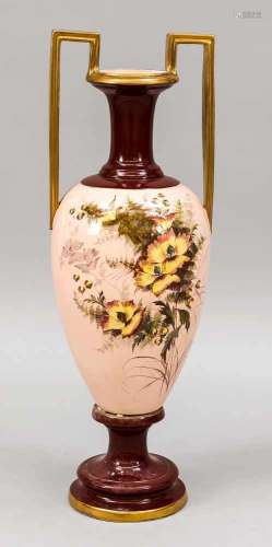 Large floor vase, 20th century, ceramic, ovoid body with side handles in the style of theGreek