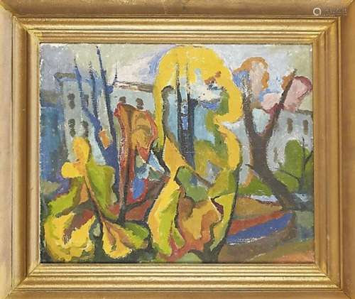 Anonymous painter mid 20th century, abstract, southern landscape, oil on canvas, unsigned,ber.,