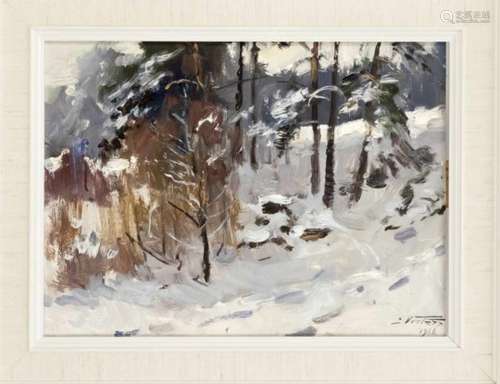 Edgar Vinters (1919-2014), Winter Landscape, oil on cardboard, signed and dated lowerright ''E.