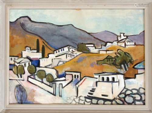 Grete Csaki-Copony (1893-1990), Greek landscape, oil / paper, unsigned, sheet size approx.62 x 85