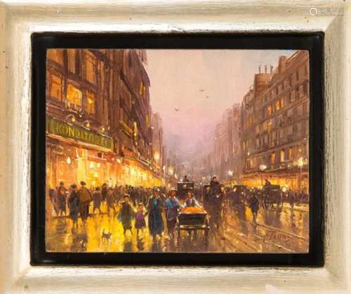 Detlef Rahn (* 1943), Berlin painter, Berlin at night in the style of the turn of thecentury, oil on