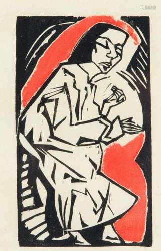 Erich Heckel (1883-1970), woman (lying), color woodcut on wove paper, Dube H 259, II,unsigned,