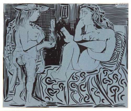 Pablo Picasso (1881-1973): Deux Femme. Linocut, 1959, in print from top right dated27.09.1959, WVZ