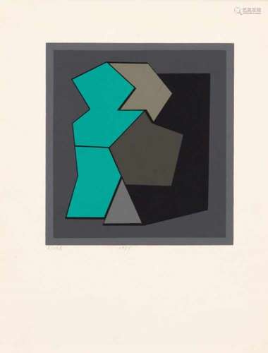 Victor Vasarely (1906-1997): ''Go through the mirror'', abstract motif in six colors, colorscreen