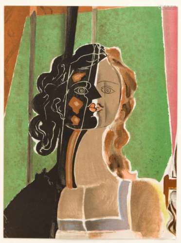 Georges Braque (1882-1963): ''The Kiss'', color lithograph, Paris 1938, unsigned, motifdimensions (