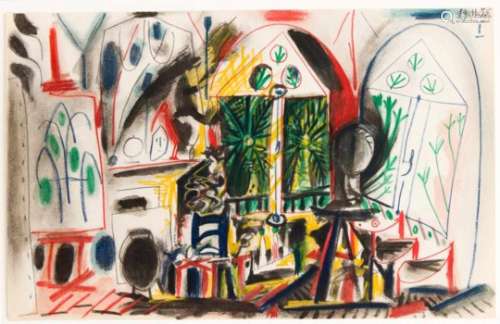 Pablo Picasso (1881-1973), ''Picasso's studio in the Villa Californie in Cannes'', orig.Color