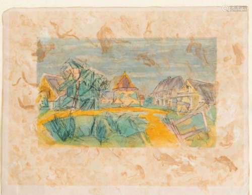 Jaques Villon (1875-1963), ''Le Pigeonnier Normand'', color lithograph on Japanese paper, u.re.