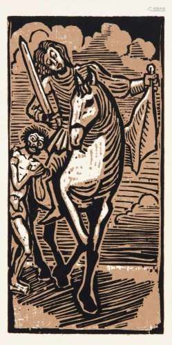 Otto Pankok (1893-1966), ''St. Martin'', color linocut on wove paper, unsigned, 30 x 15 cm,behind