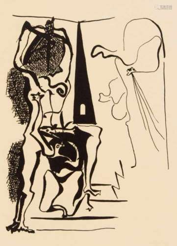Pablo Picasso (1881-1973): Helene chez archimedes. Lithpgraphie durch Georges Aubert,Paris 1955.
