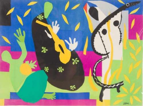 Henri Matisse (1869-1954), ''La Tristesse du Roi''. Color lithograph, 1952, u. re.Monogrammed in