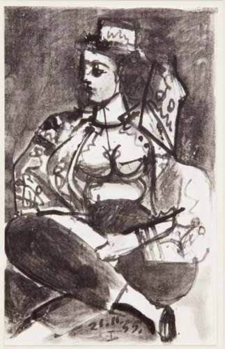 Pablo Picasso (1881-1973): ''Jaqueline'', offset lithograph in stone, signed November 21,1955. I.