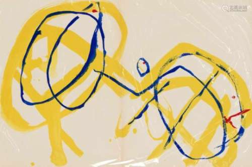 Pierre Tal-Coat (1905-1985): abstract motif in yellow, red and blue. Color lithograph,1960,