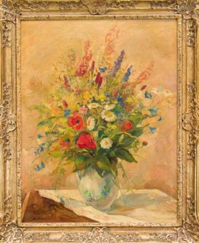 August Kutterer (1896-1954), painter from Baden, great floral still life, oil on canvas,and. left