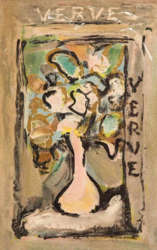 George Rouault (1871-1958), flower vase from Verve, color lithograph 1938, signed instone, 35 x 22