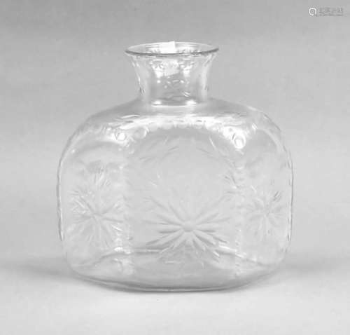 Large vase, late 19th century, hexagonal base, angular body domed at the shoulder,straight neck with