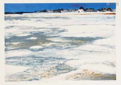 Leo Leonhard (1939-2011), view from Rantum on Sylt, color lithograph, u. tre. handsignedand dated