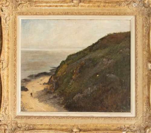 C. H. Gebbeling, landscape painter of the 19th century, part of the coast with a figure onthe narrow
