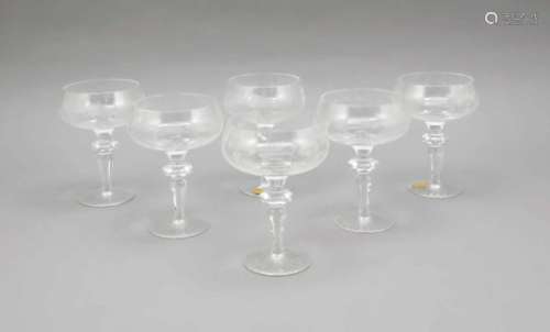 Six champagne cups, 2nd half of the 20th century, Meissner Bleikristall GmbH, MarliesSändig, 1st