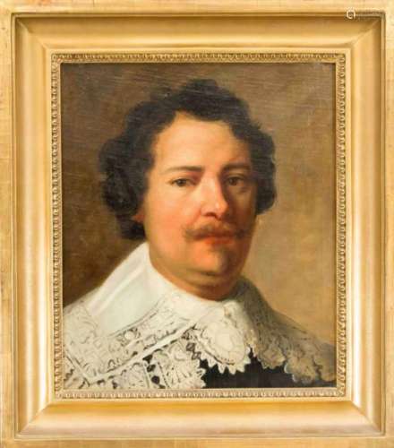 Portrait painter of the 19th century, portrait of a man with a lace collar in the style ofthe 17th