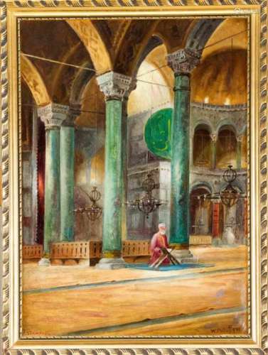 Wladimir Petroff (ca.1880-1935), Russian painter and orientalist, praying in Hagia Sophiain