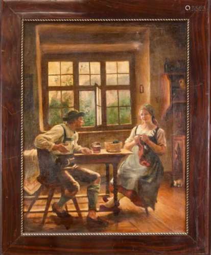Southern German genre painter of the 19th century, tavern discussion, oil on canvas,unsigned,