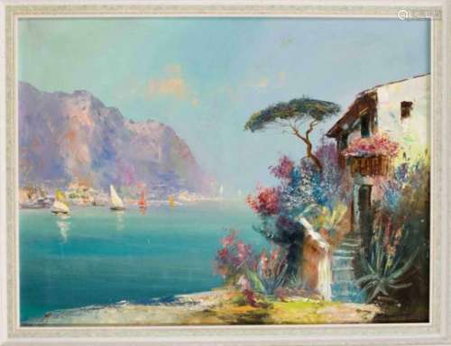 Unidentified painter mid-20th century, view of Capri, oil on canvas, u. re. indistinctlysigned, 60 x