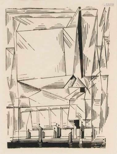 Lyonel Feininger (1871-1956), Gelmeroda, woodcut from 1920, print for the Cleveland PrintClub, 1958,