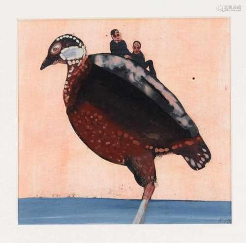 Friedrich Einhoff (1936-2018), ''A guinea fowl to rest'', gouache on paper, u. re.handsigned, 14 x